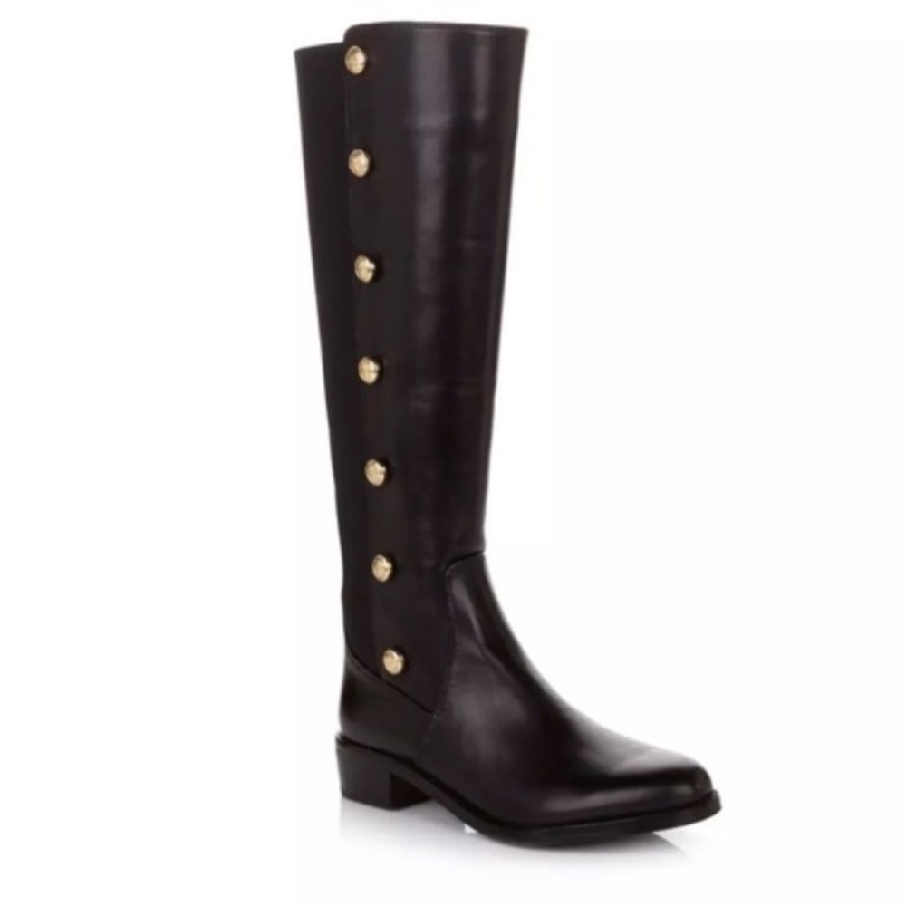 Vince Camuto "Jacilla" Tall Shaft Stretch Leather Boot - Gold Buttons